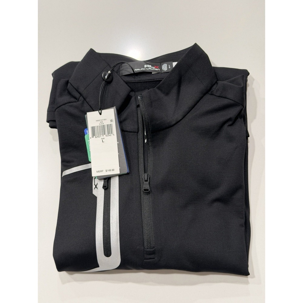 RLX Ralph Lauren Mens Quarter Zip Pullover Black Large Chest Zip Pocket NWT - Picture 13 of 13